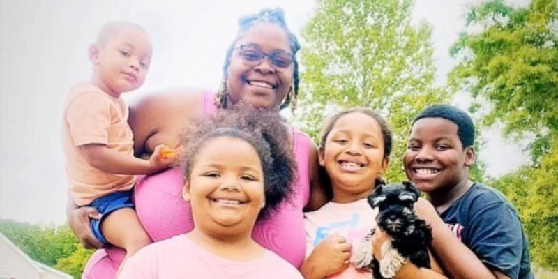 Natasha at home with her four children