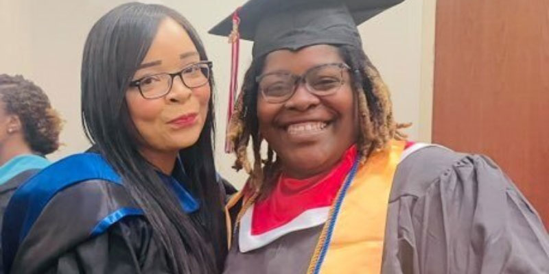 Instructor Na’Shea Merritt and Natasha celebrate together at graduation